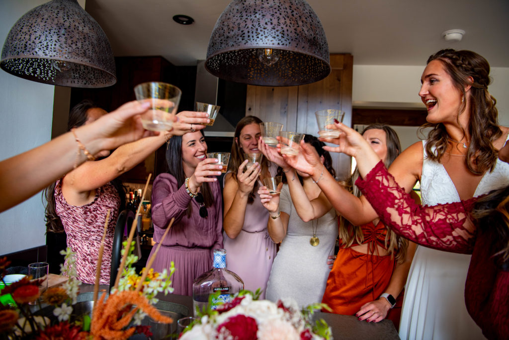 bride includes family in her elopement by hosting an engagement party with her friends. 