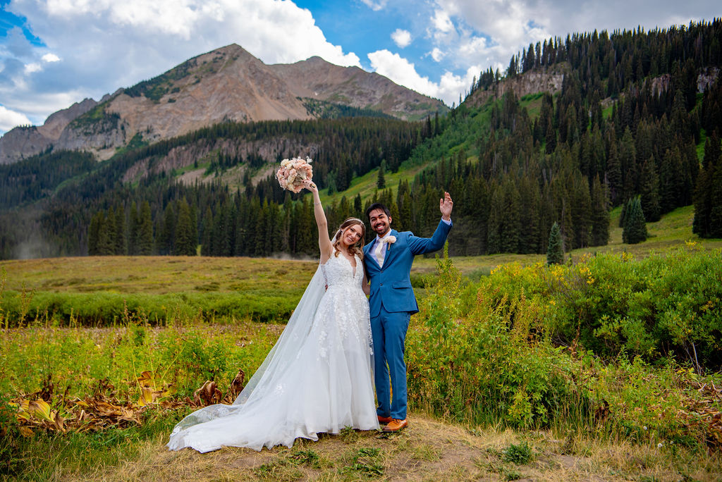 bride and groom all happy during their colorado elopement day