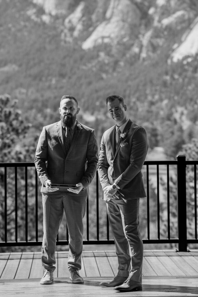 emotional groom while seeing his bride walking down the aisle